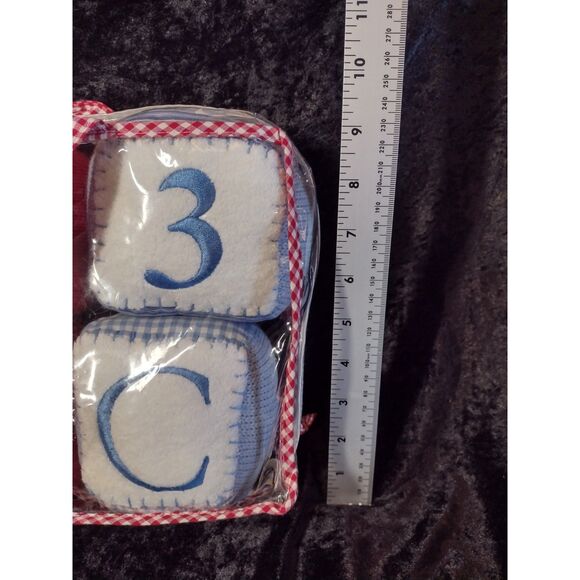 Pottery Barn Kids Soft Cloth Fabric Set of Gingham Check Plaid Baby Blocks Toys - Picture 3 of 9